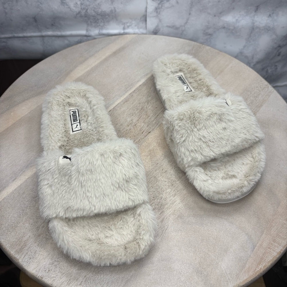 PUMA Women's Plush White Slippers